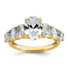 14k 3 7/8 carat Lab Grown Diamond VS+ F+ Oval Complete Engagement Ring