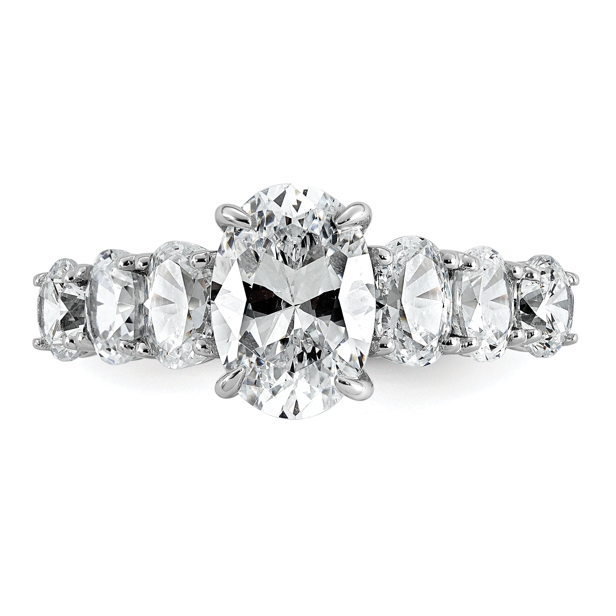 14k White Gold 3 7/8 carat Certified Lab Grown Diamond VS+ F+ Oval Complete Engagement Ring