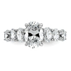 14k White Gold 3 7/8 carat Certified Lab Grown Diamond VS+ F+ Oval Complete Engagement Ring