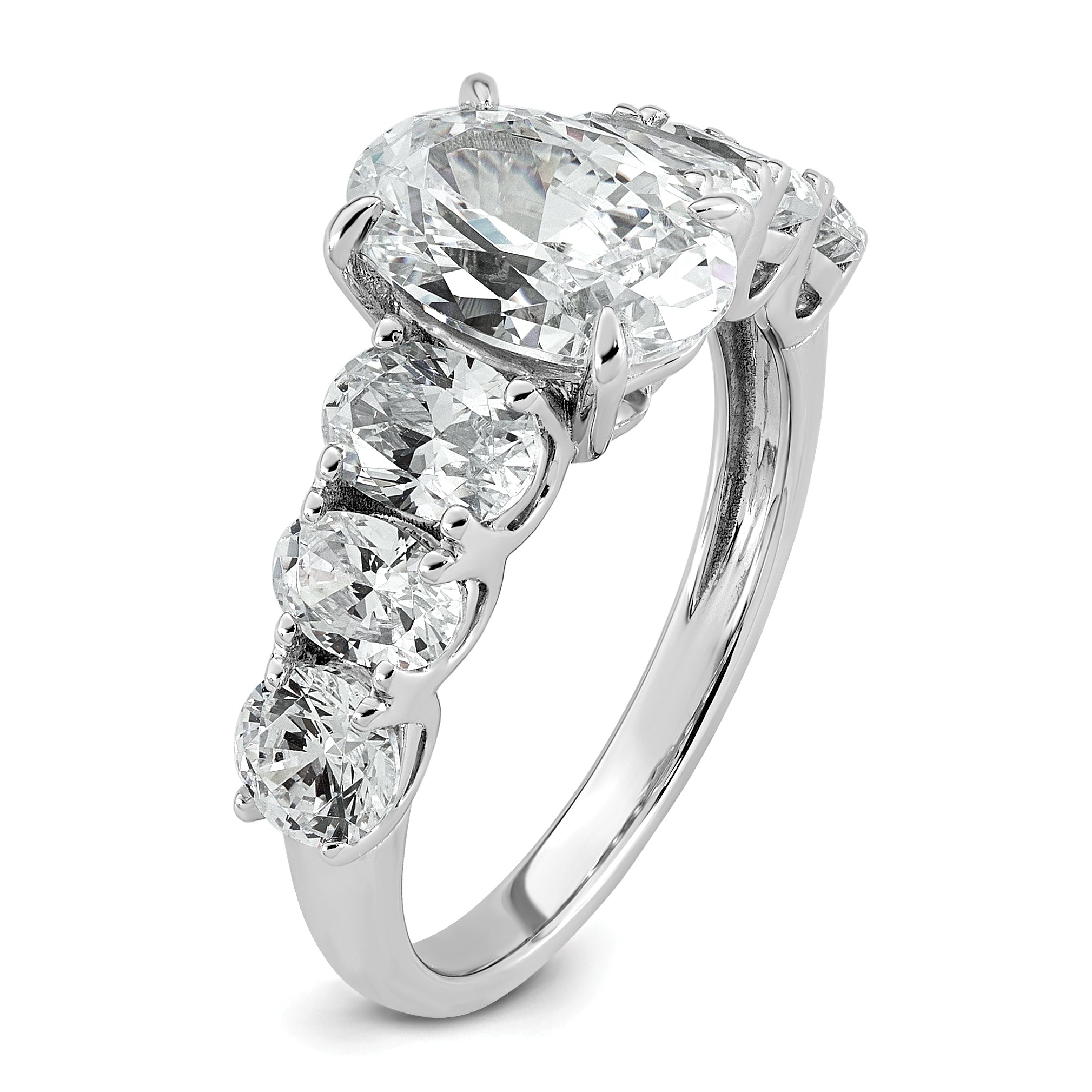 14k White Gold 3 7/8 carat Certified Lab Grown Diamond VS+ F+ Oval Complete Engagement Ring