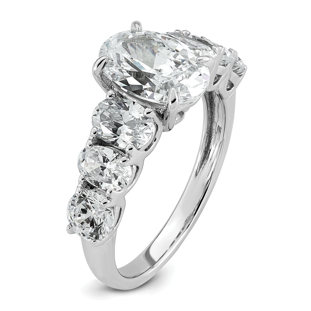 14k White Gold 3 7/8 carat Certified Lab Grown Diamond VS+ F+ Oval Complete Engagement Ring