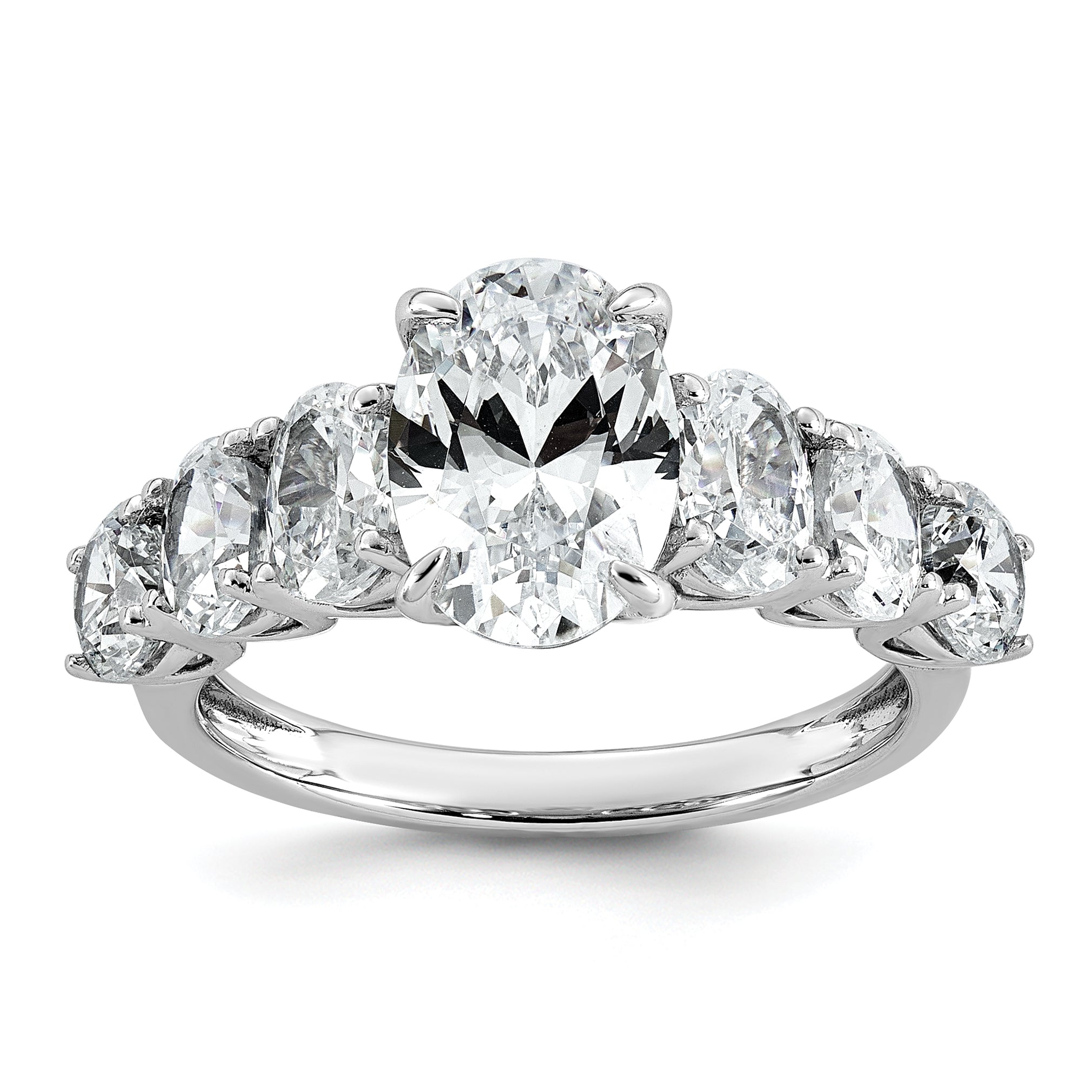 14k White Gold 3 7/8 carat Certified Lab Grown Diamond VS+ F+ Oval Complete Engagement Ring Main image