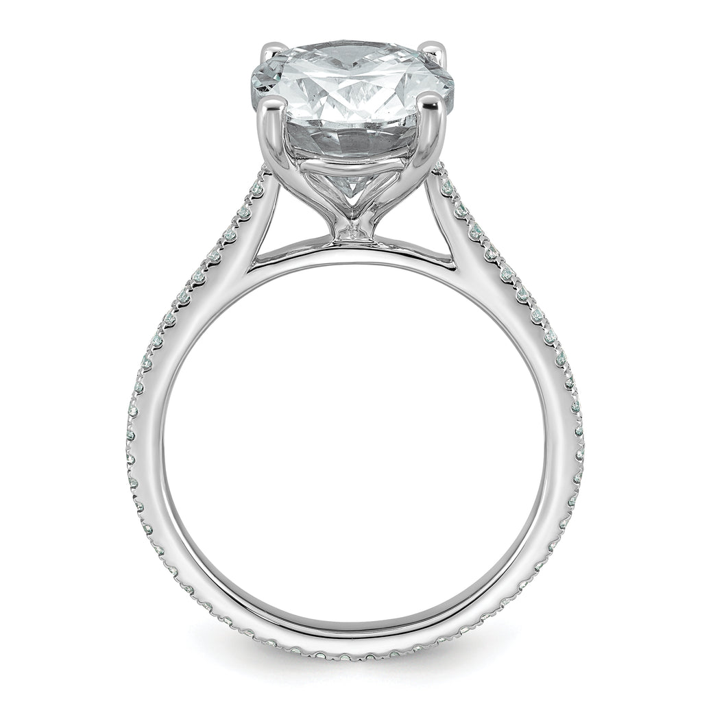 14k White Gold 4 1/4 carat Lab Grown Diamond VS+ F+ Oval Complete Engagement Ring