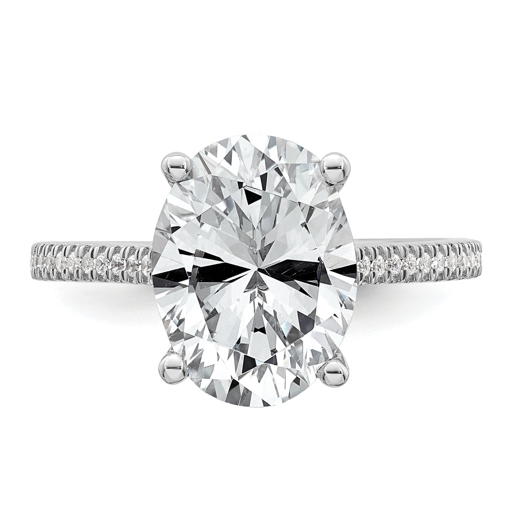 14k White Gold 4 1/4 carat Lab Grown Diamond VS+ F+ Oval Complete Engagement Ring