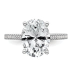 14k White Gold 4 1/4 carat Lab Grown Diamond VS+ F+ Oval Complete Engagement Ring