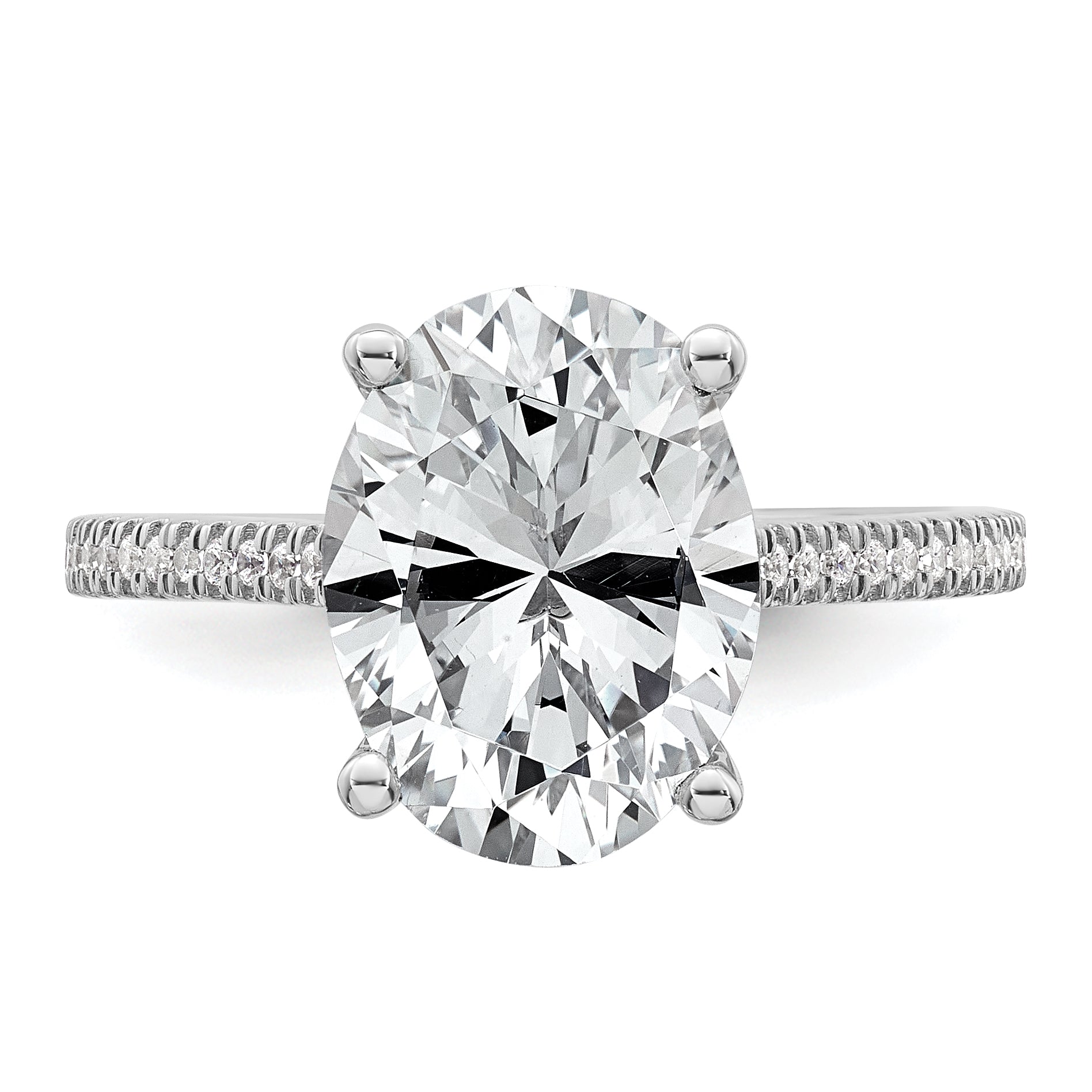 14k White Gold 4 1/4 carat Lab Grown Diamond VS+ F+ Oval Complete Engagement Ring