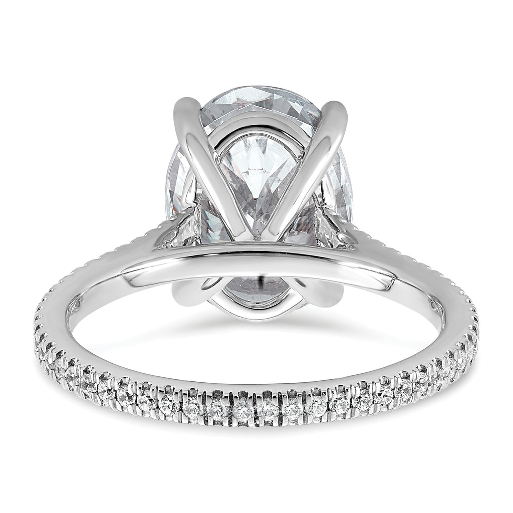 14k White Gold 4 1/4 carat Lab Grown Diamond VS+ F+ Oval Complete Engagement Ring