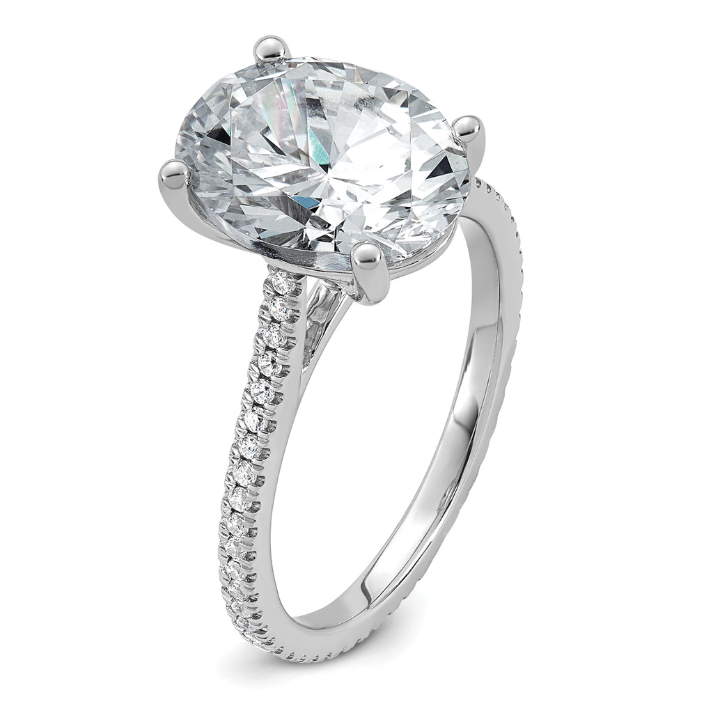 14k White Gold 4 1/4 carat Lab Grown Diamond VS+ F+ Oval Complete Engagement Ring