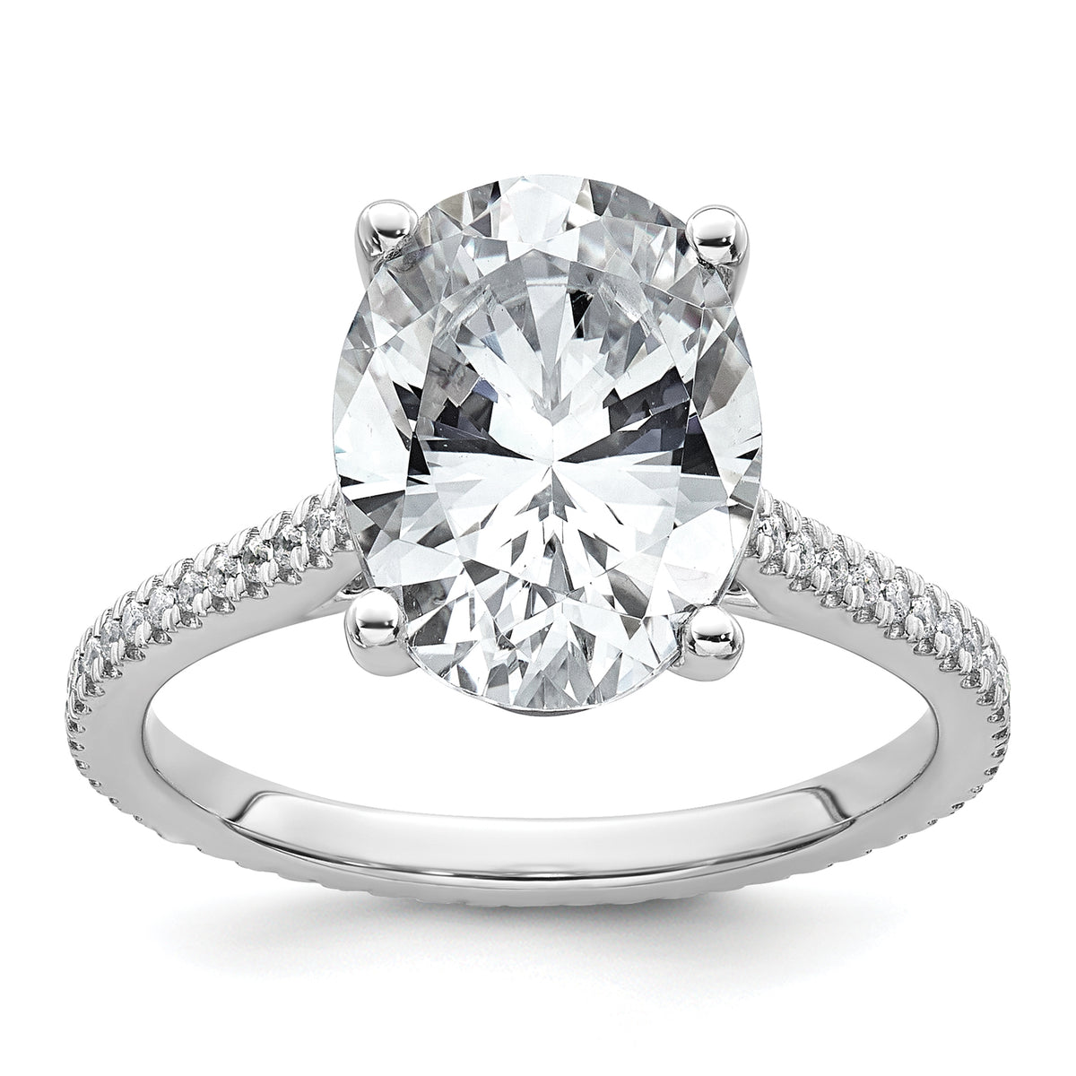 14k White Gold 4 1/4 carat Lab Grown Diamond VS+ F+ Oval Complete Engagement Ring