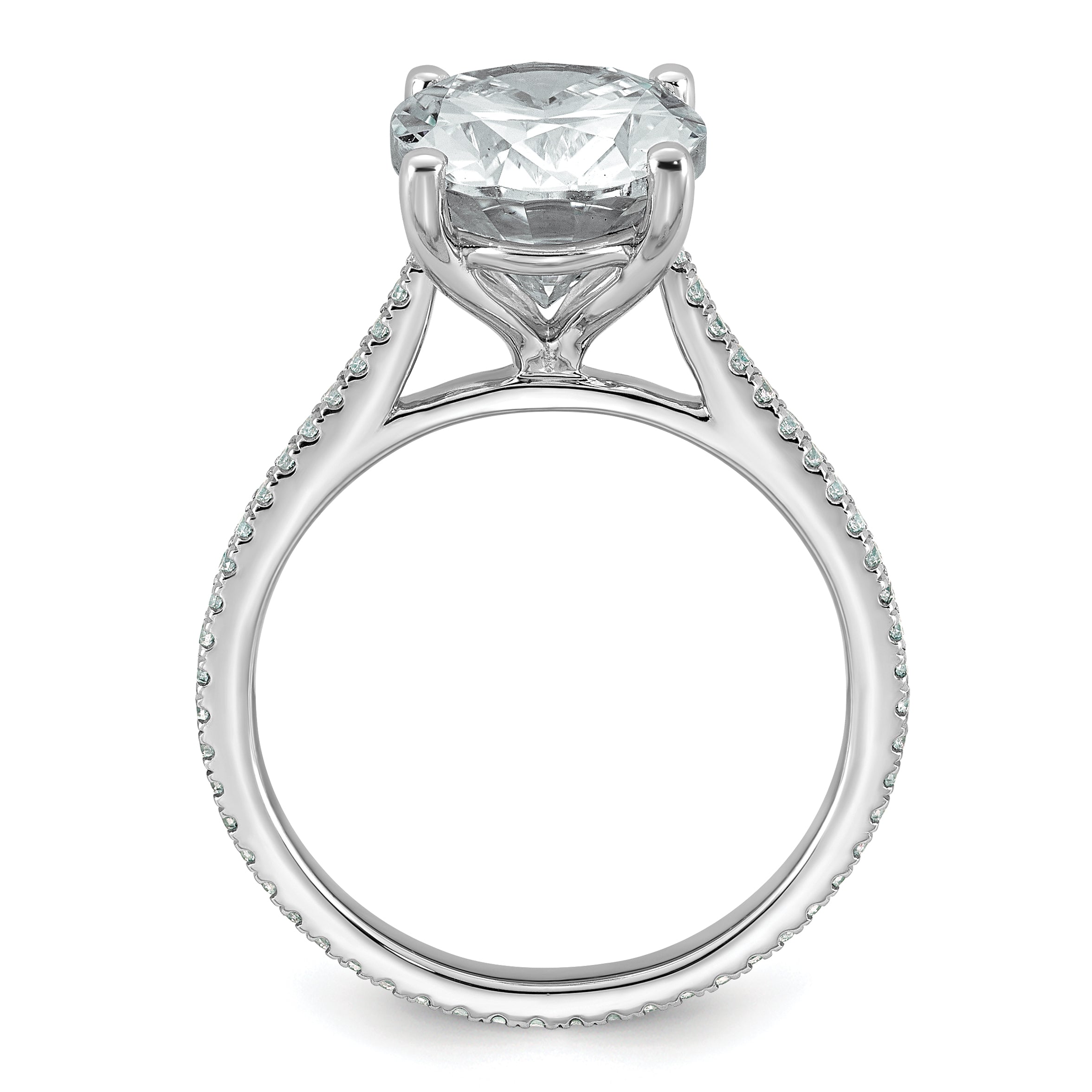 14k White Gold 4 1/4 carat Certified Lab Grown Diamond VS+ F+ Oval Complete Engagement Ring