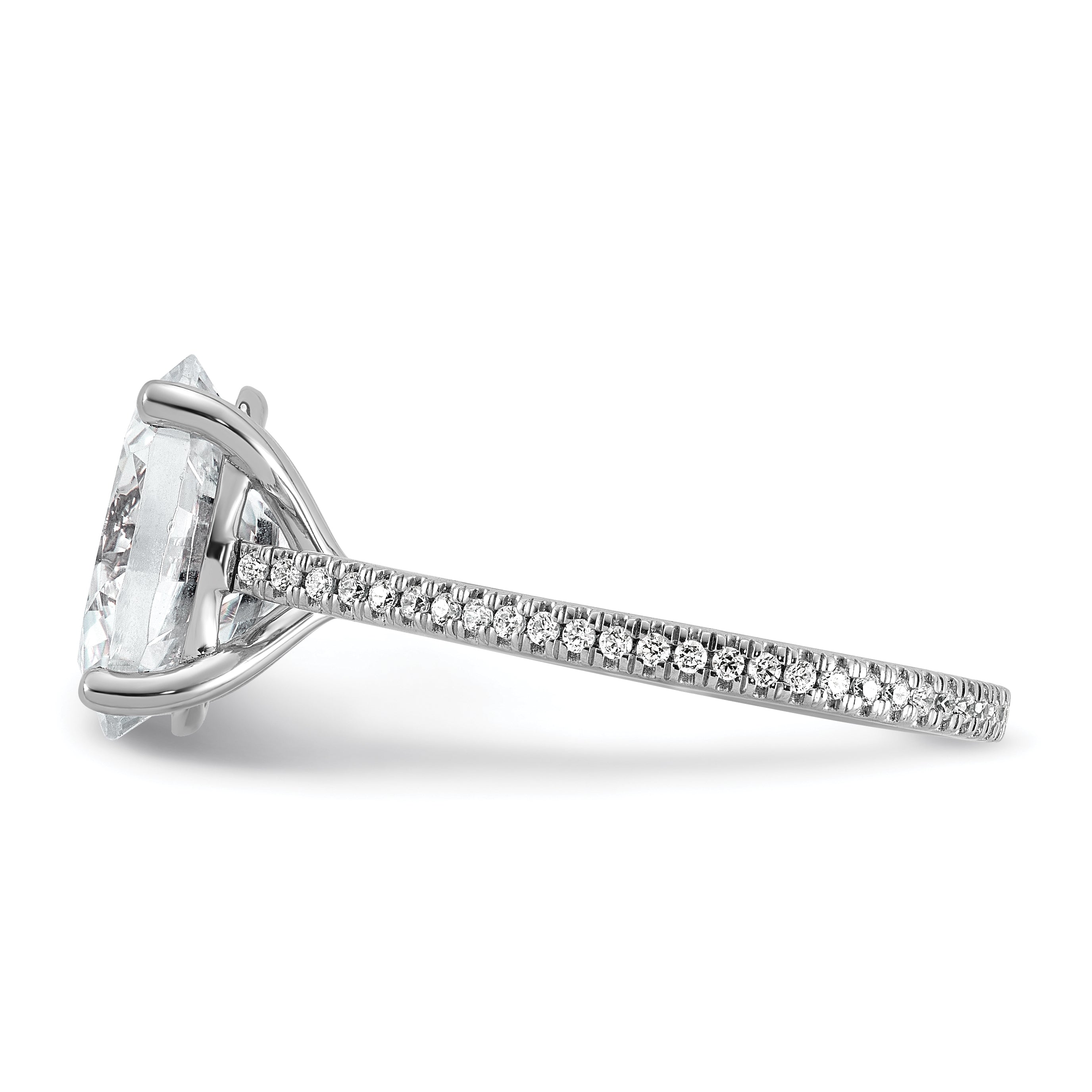 14k White Gold 4 1/4 carat Certified Lab Grown Diamond VS+ F+ Oval Complete Engagement Ring