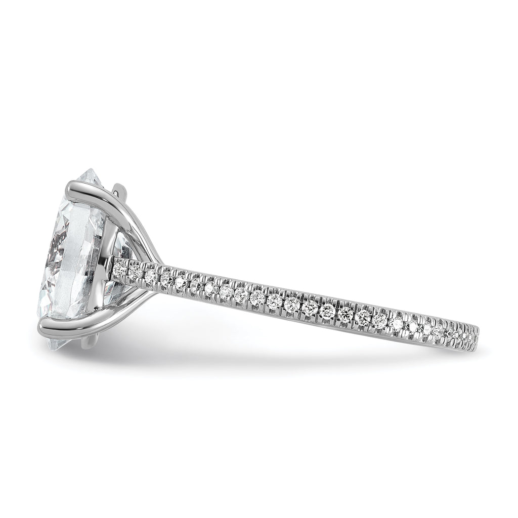 14k White Gold 4 1/4 carat Certified Lab Grown Diamond VS+ F+ Oval Complete Engagement Ring