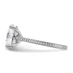 14k White Gold 4 1/4 carat Certified Lab Grown Diamond VS+ F+ Oval Complete Engagement Ring