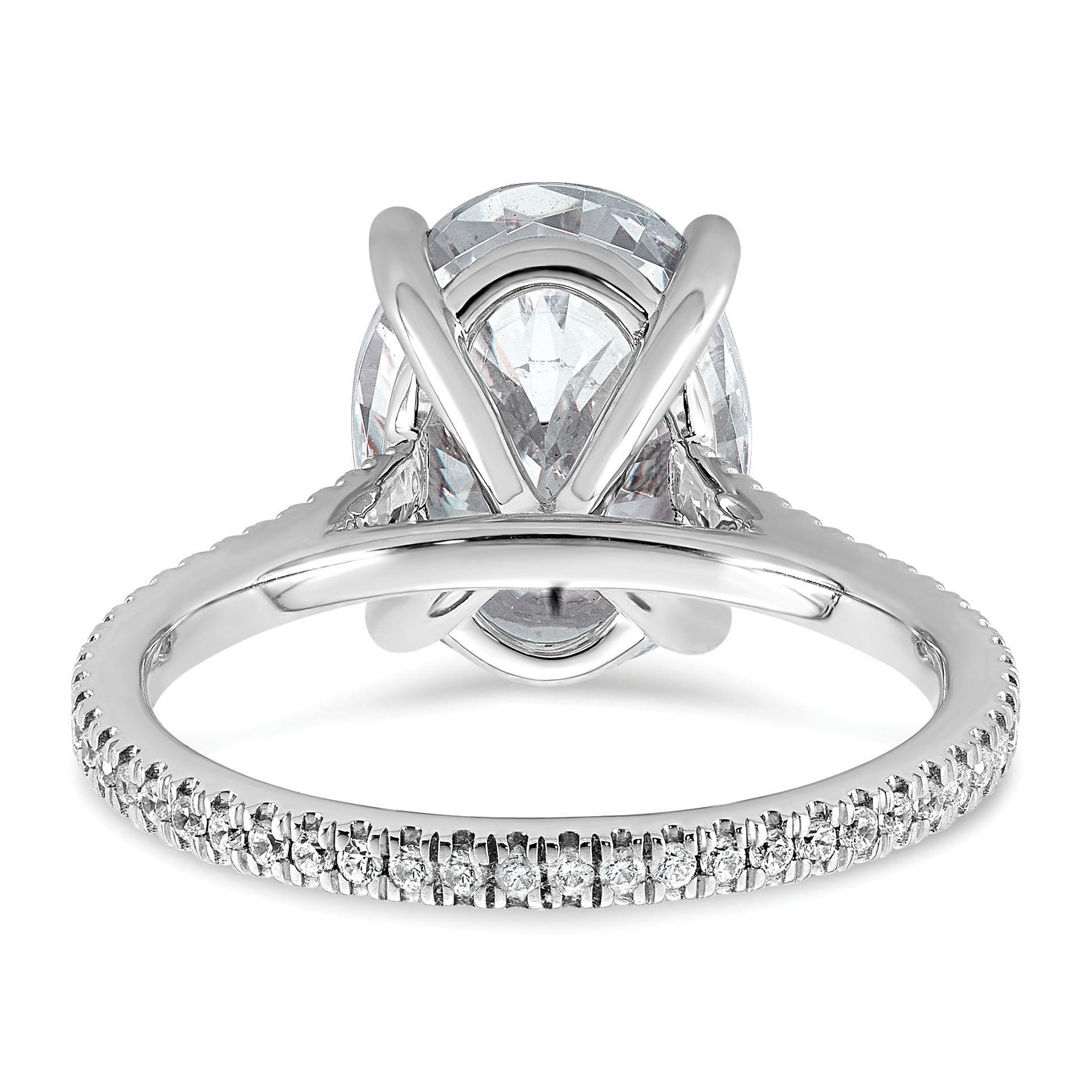 14k White Gold 4 1/4 carat Certified Lab Grown Diamond VS+ F+ Oval Complete Engagement Ring