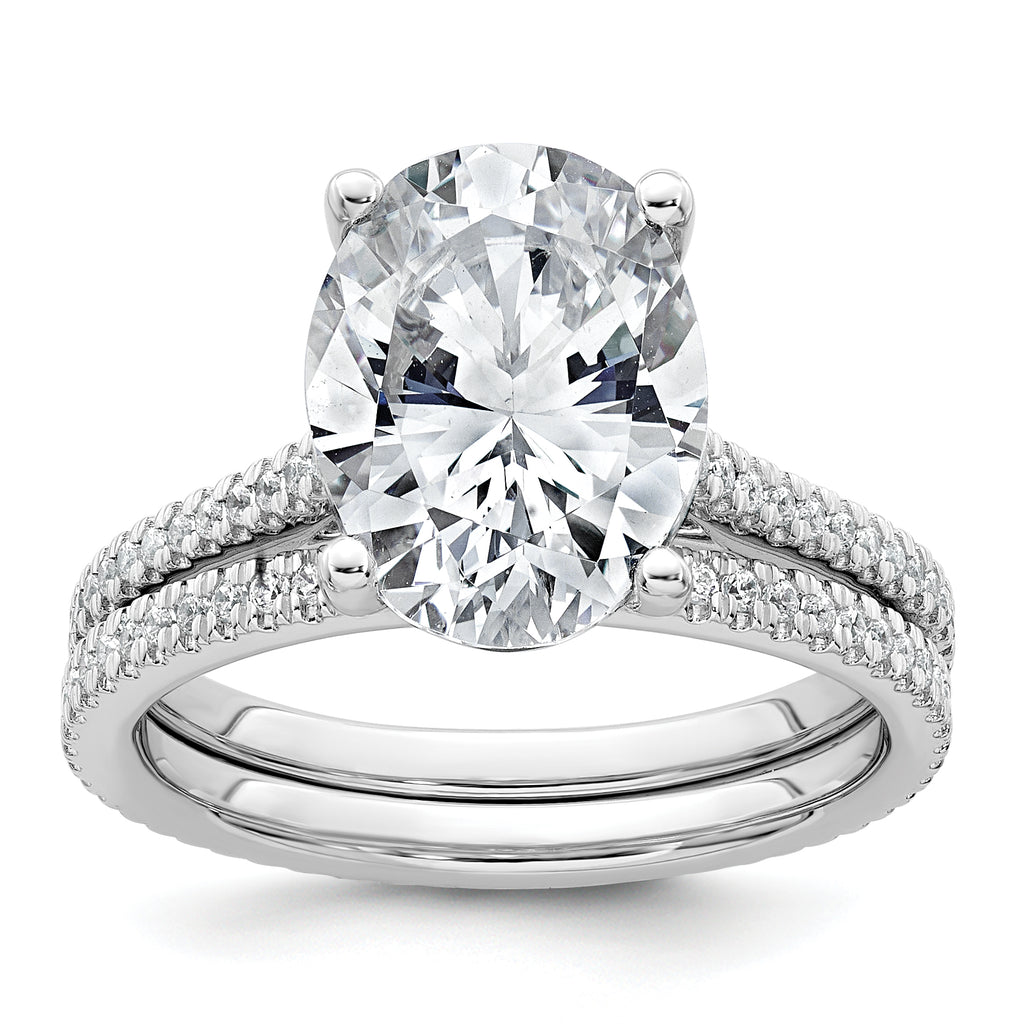 14k White Gold 4 1/4 carat Certified Lab Grown Diamond VS+ F+ Oval Complete Engagement Ring