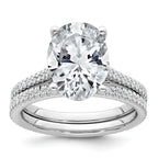 14k White Gold 4 1/4 carat Certified Lab Grown Diamond VS+ F+ Oval Complete Engagement Ring