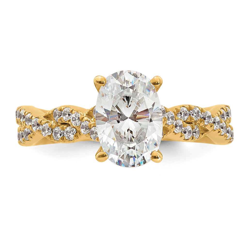 14k 1 7/8 carat Lab Grown Diamond VS+ F+ Oval Complete Engagement Ring