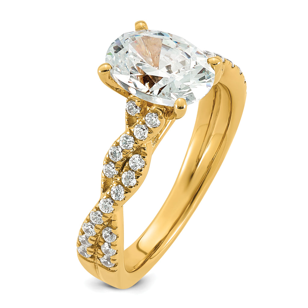 14k 1 7/8 carat Lab Grown Diamond VS+ F+ Oval Complete Engagement Ring