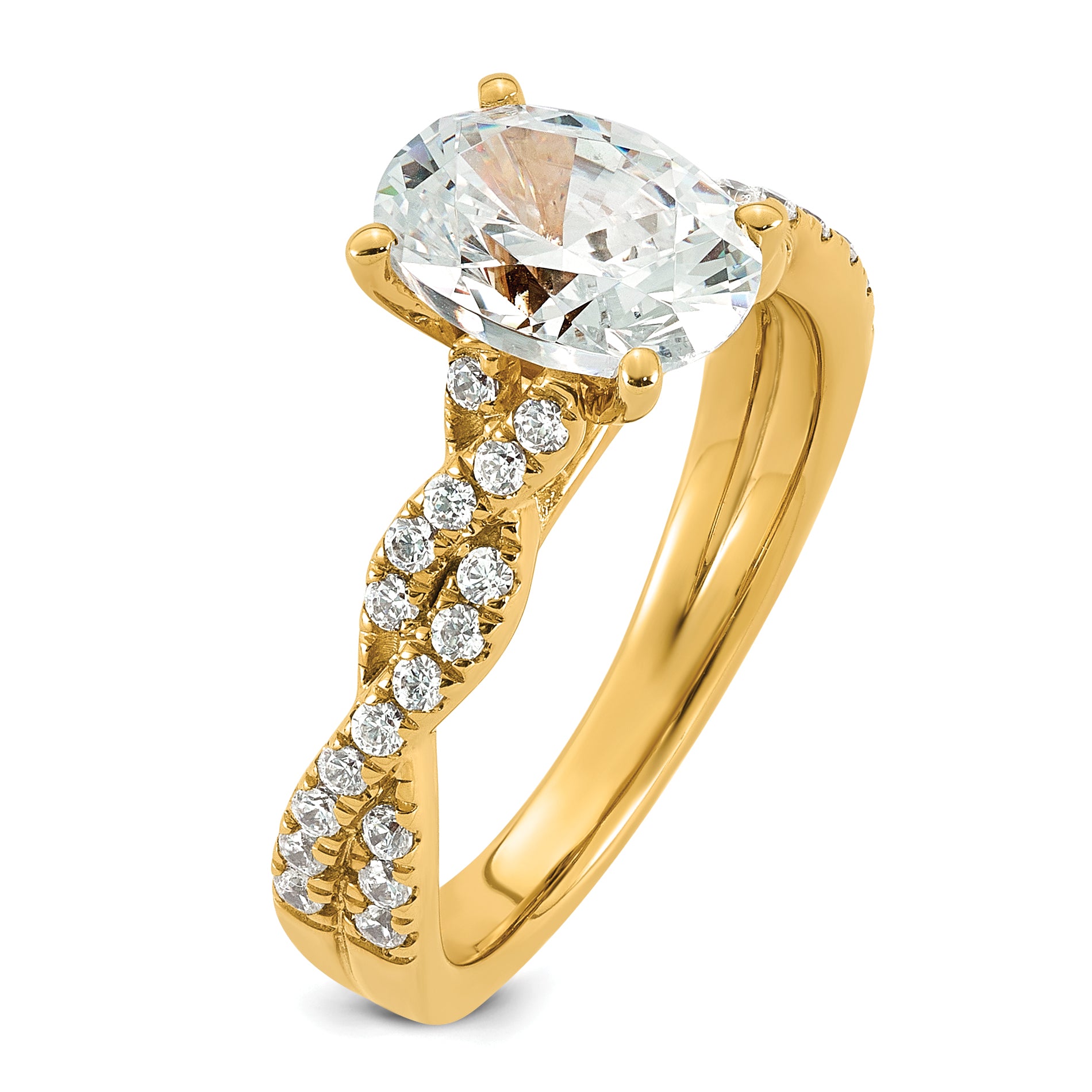 14k 1 7/8 carat Certified Lab Grown Diamond VS+ F+ Oval Complete Engagement Ring