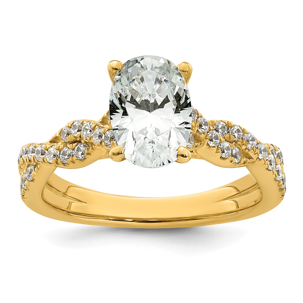 14k 1 7/8 carat Certified Lab Grown Diamond VS+ F+ Oval Complete Engagement Ring