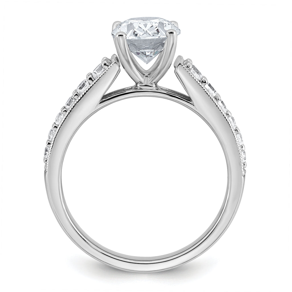 14k White Gold 1 7/8 carat Lab Grown Diamond VS+ F+ Oval Complete Engagement Ring