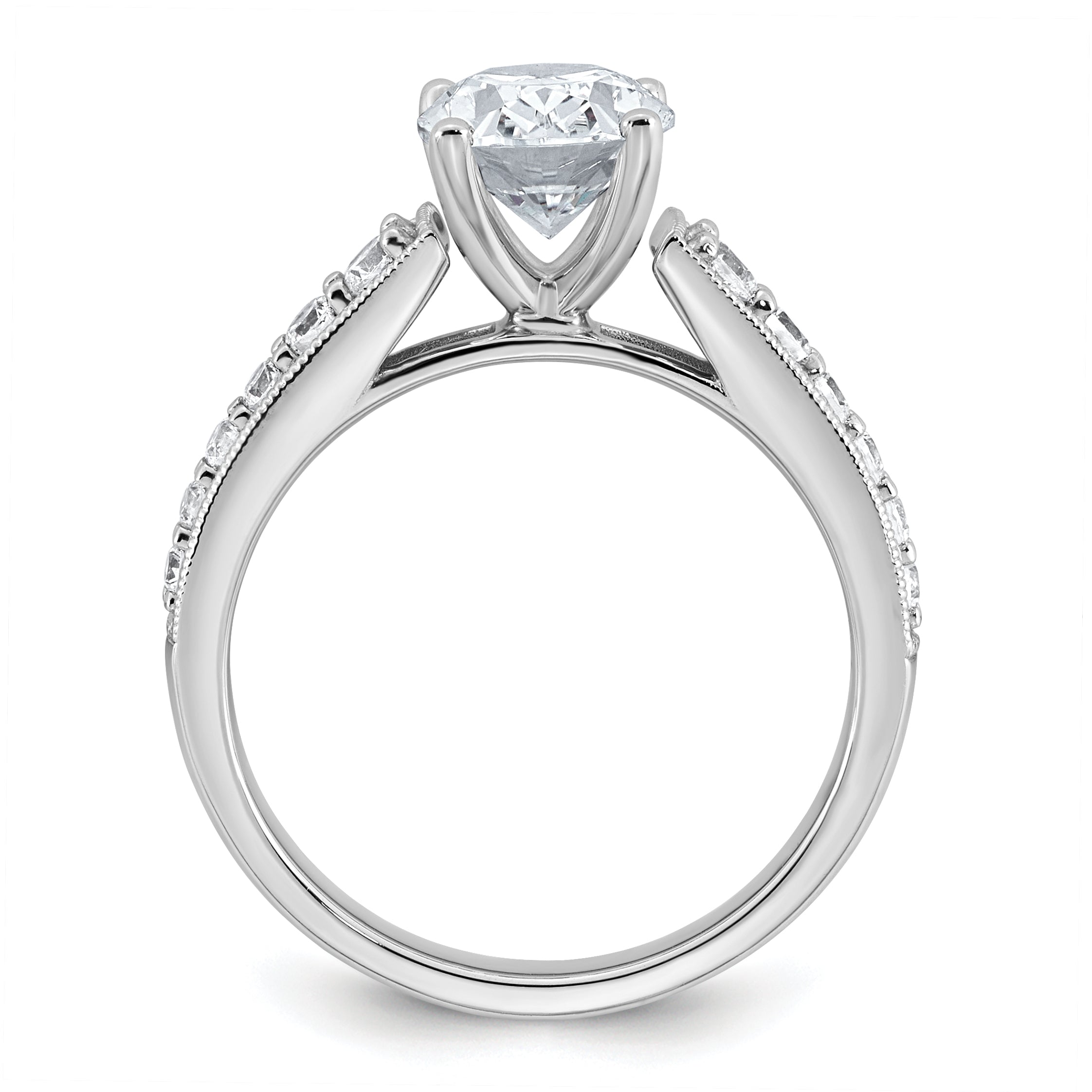 14k White Gold 1 7/8 carat Lab Grown Diamond VS+ F+ Oval Complete Engagement Ring