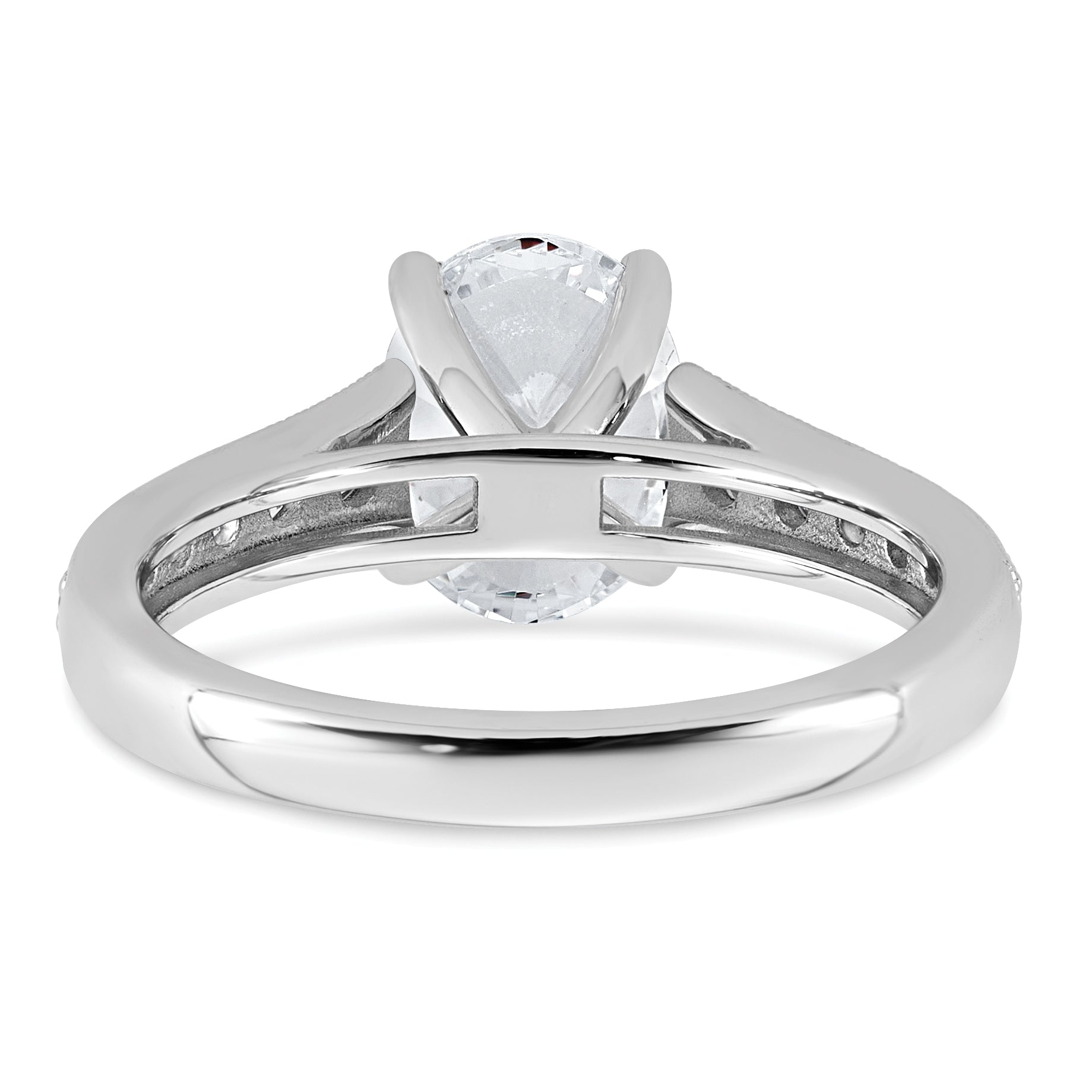 14k White Gold 1 7/8 carat Lab Grown Diamond VS+ F+ Oval Complete Engagement Ring