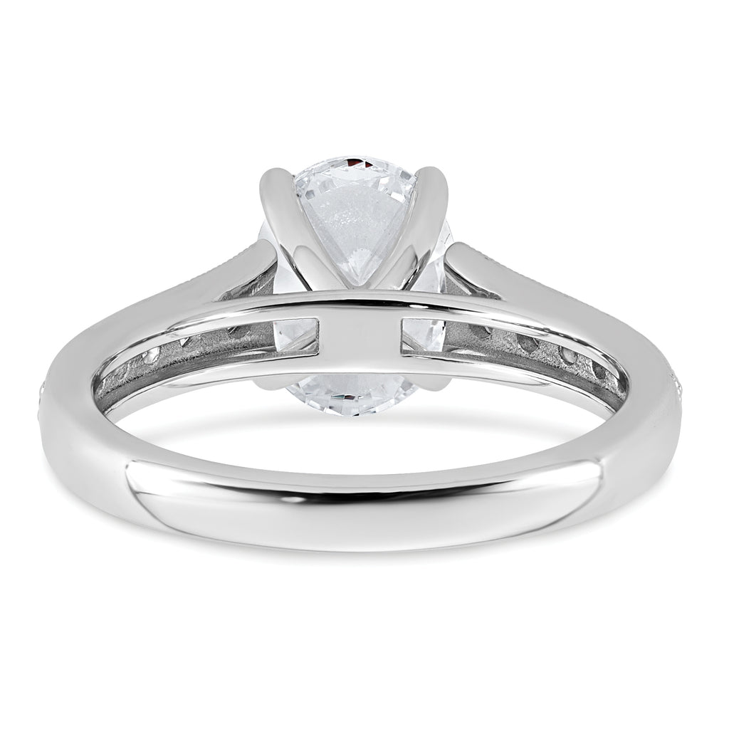 14k White Gold 1 7/8 carat Lab Grown Diamond VS+ F+ Oval Complete Engagement Ring