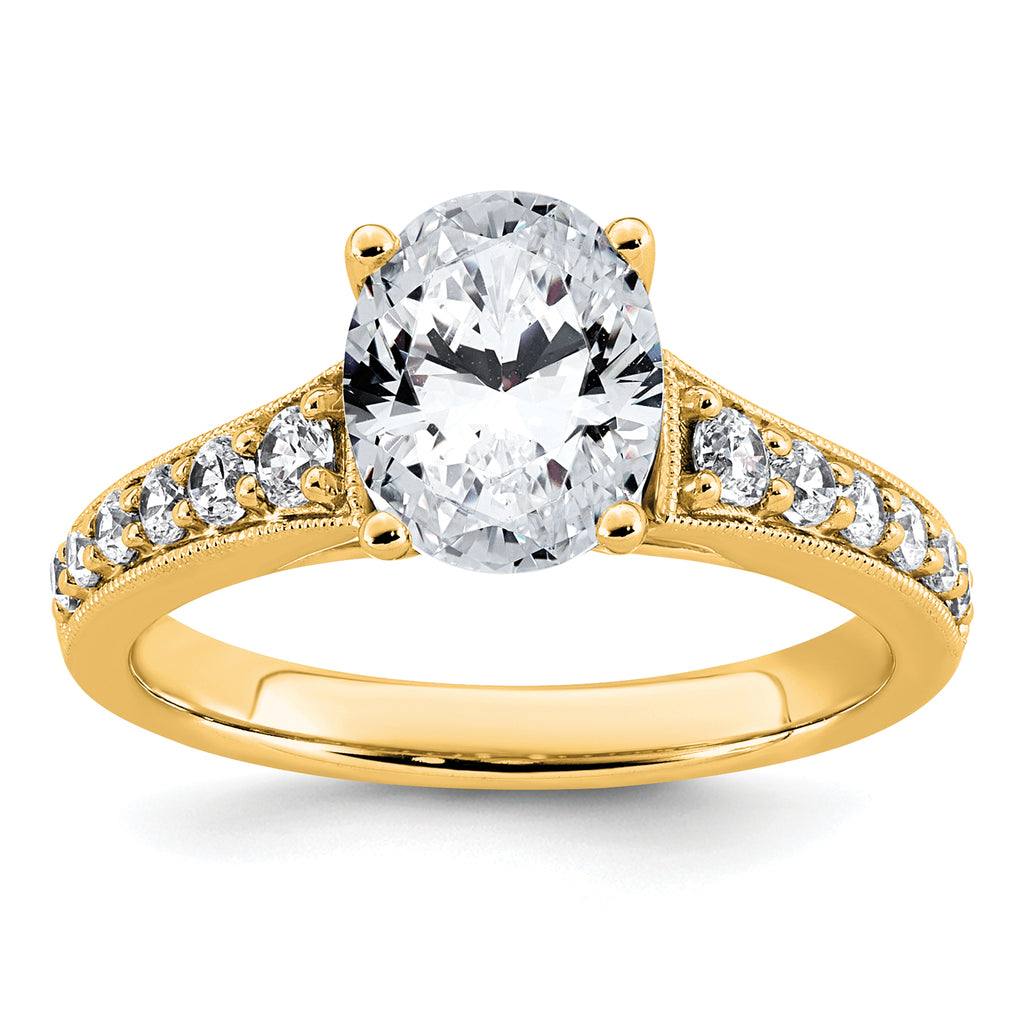 14k 1 7/8 carat Lab Grown Diamond VS+ F+ Oval Complete Engagement Ring