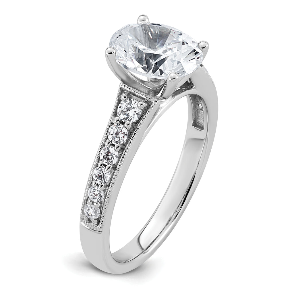14k White Gold 1 7/8 carat Certified Lab Grown Diamond VS+ F+ Oval Complete Engagement Ring