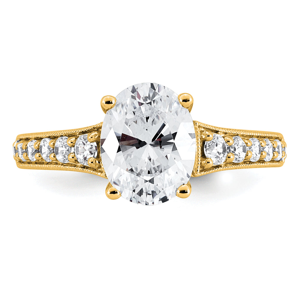 14k 1 7/8 carat Certified Lab Grown Diamond VS+ F+ Oval Complete Engagement Ring