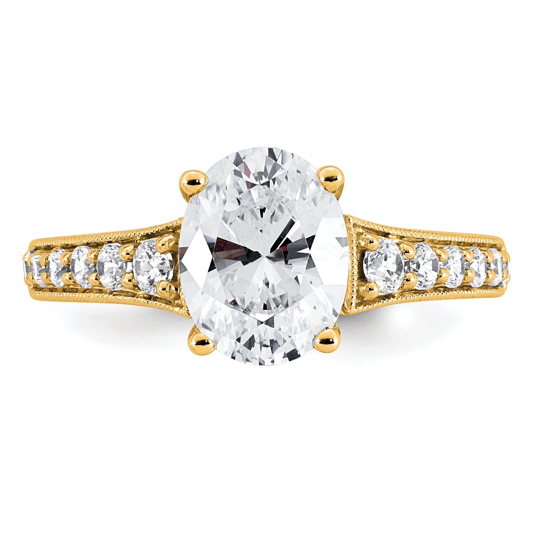 14k 1 7/8 carat Certified Lab Grown Diamond VS+ F+ Oval Complete Engagement Ring