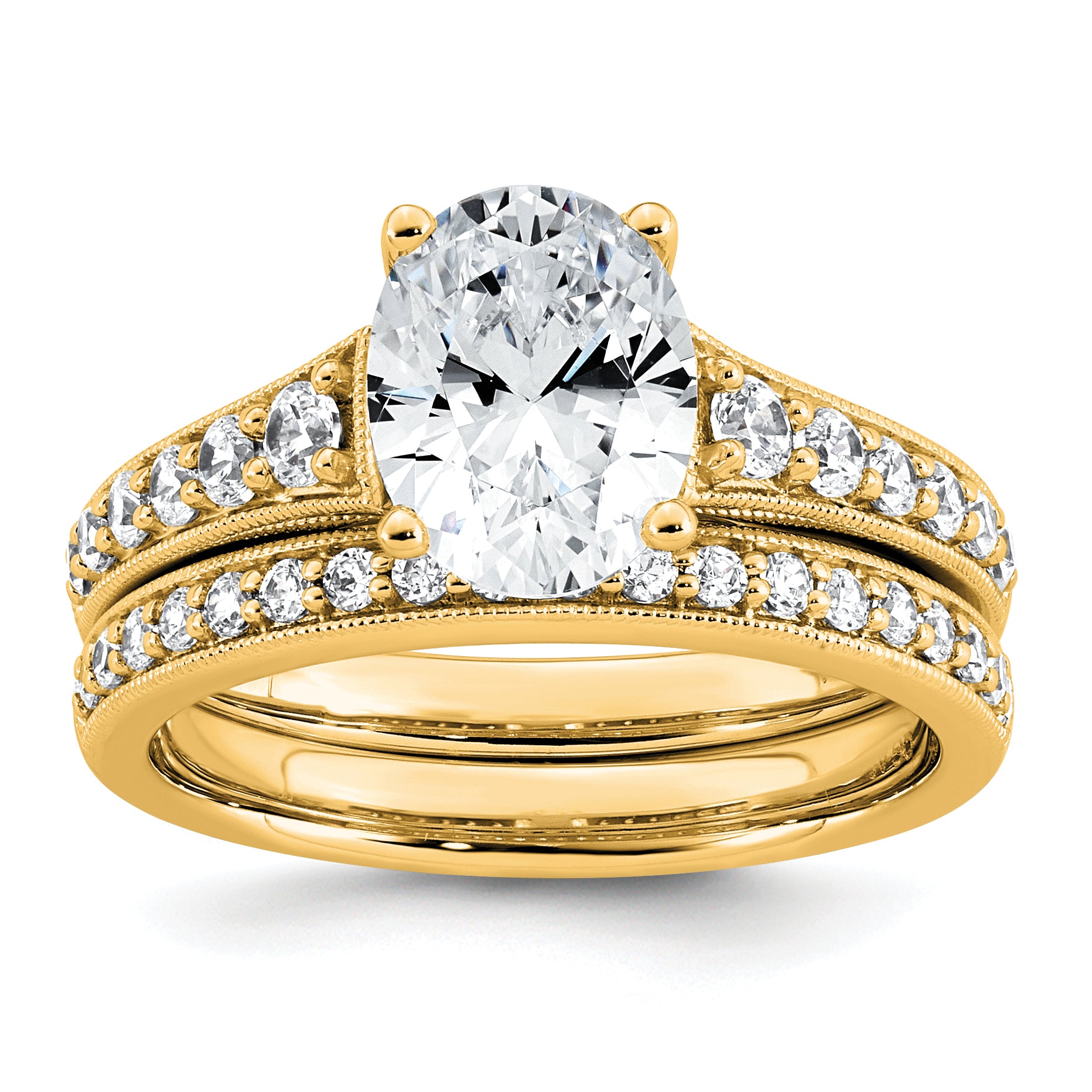 14k 1 7/8 carat Certified Lab Grown Diamond VS+ F+ Oval Complete Engagement Ring