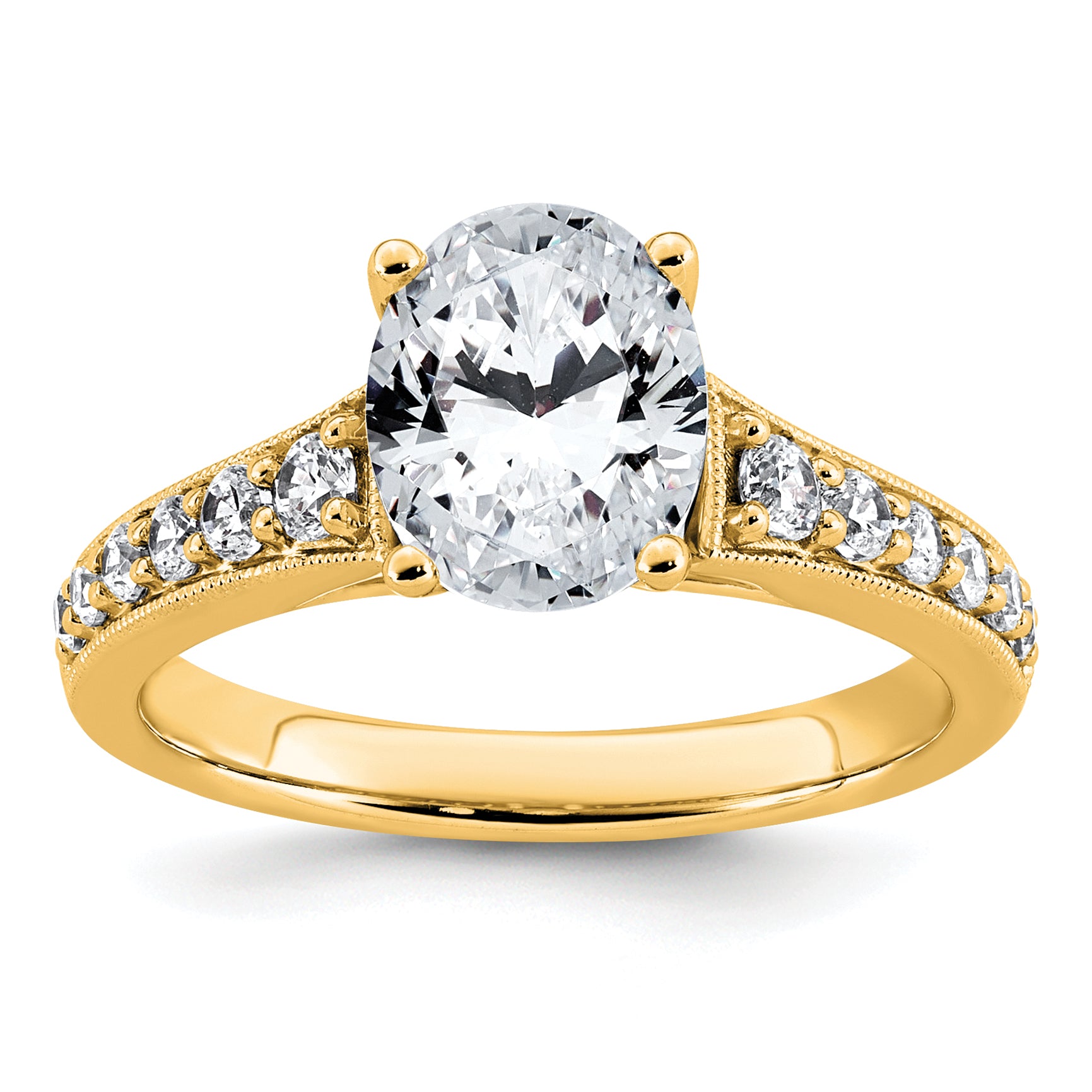 14k 1 7/8 carat Certified Lab Grown Diamond VS+ F+ Oval Complete Engagement Ring Main image