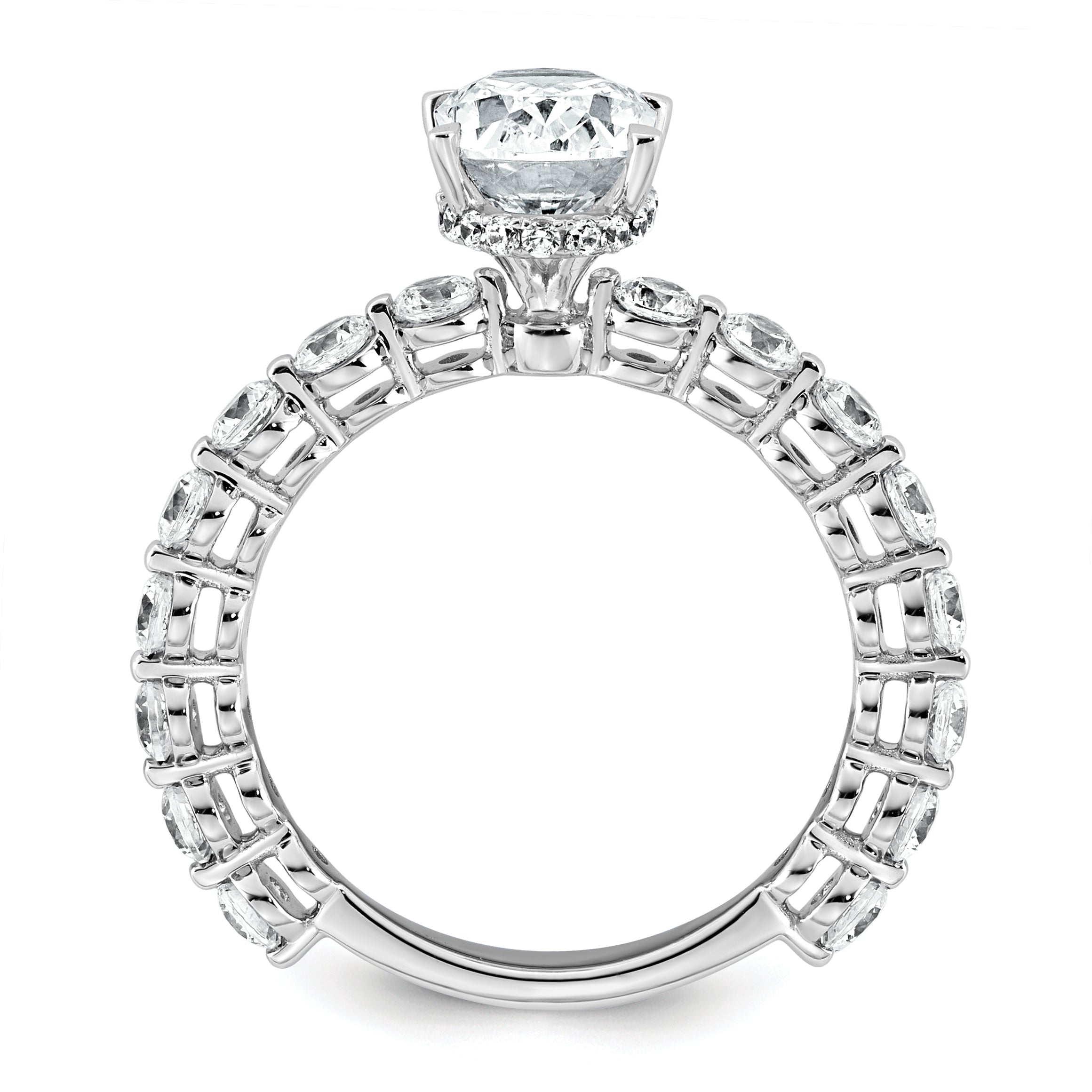 14k White Gold 2 5/8 carat Certified Lab Grown Diamond VS+ F+ Oval Complete Engagement Ring Secondary image