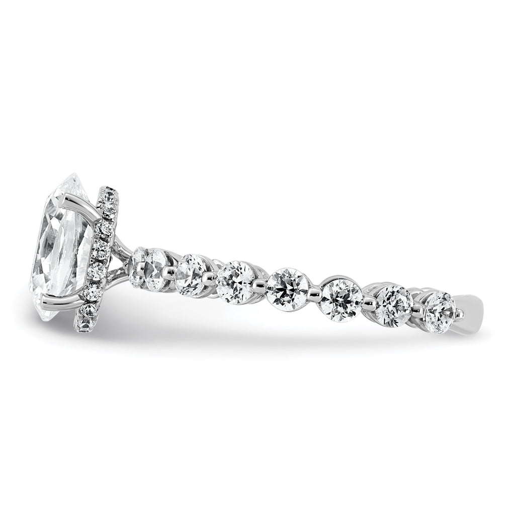14k White Gold 2 5/8 carat Certified Lab Grown Diamond VS+ F+ Oval Complete Engagement Ring