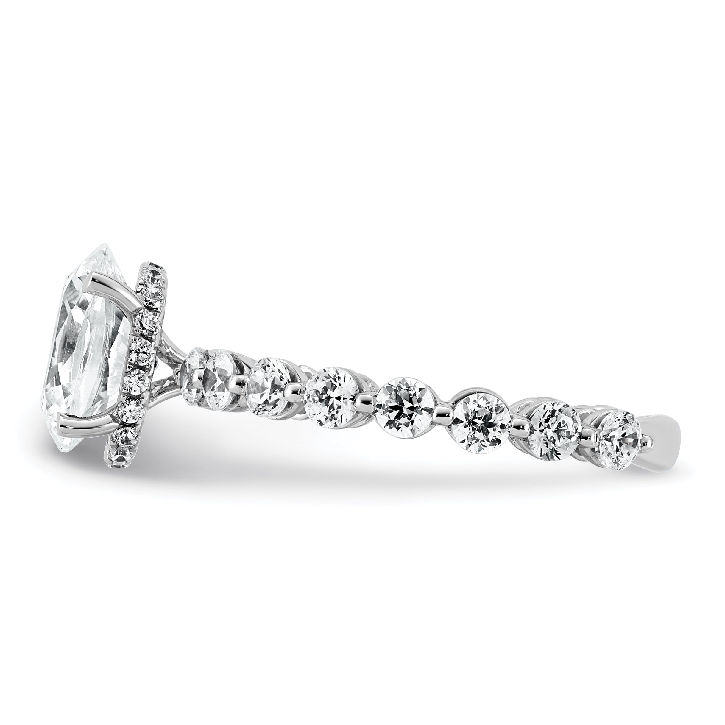 14k White Gold 2 5/8 carat Certified Lab Grown Diamond VS+ F+ Oval Complete Engagement Ring