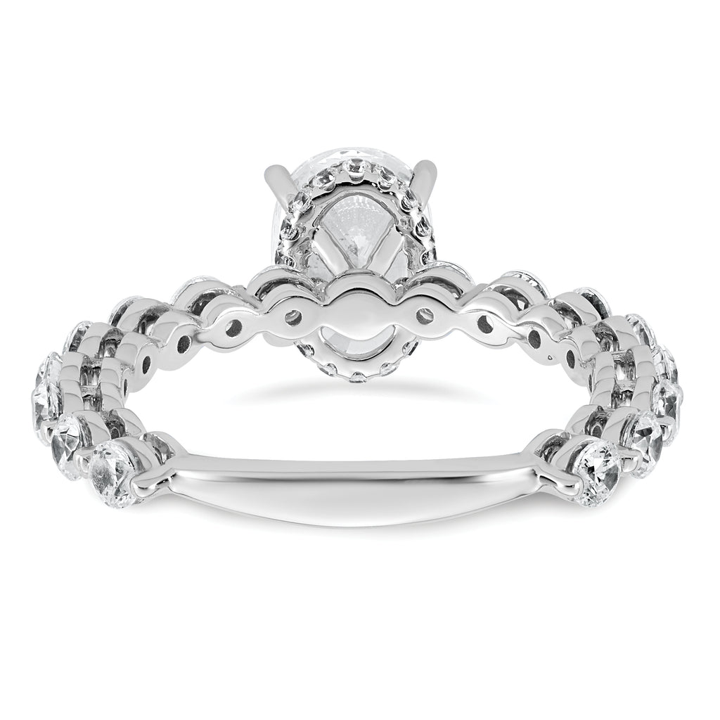 14k White Gold 2 5/8 carat Certified Lab Grown Diamond VS+ F+ Oval Complete Engagement Ring