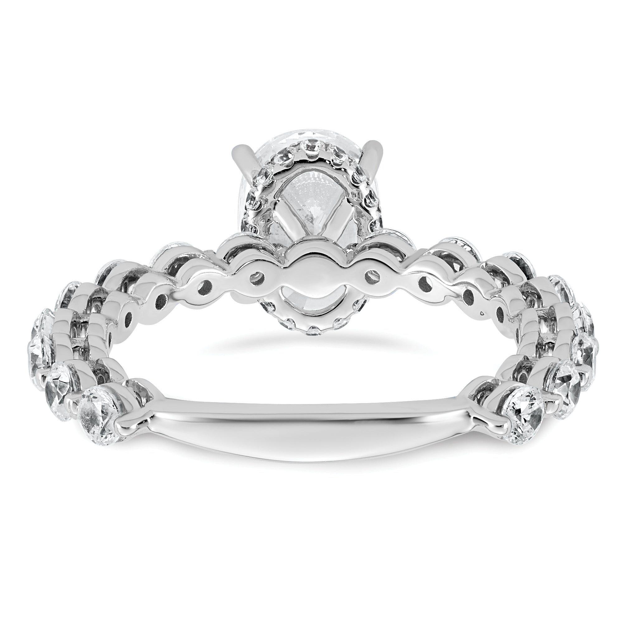 14k White Gold 2 5/8 carat Certified Lab Grown Diamond VS+ F+ Oval Complete Engagement Ring