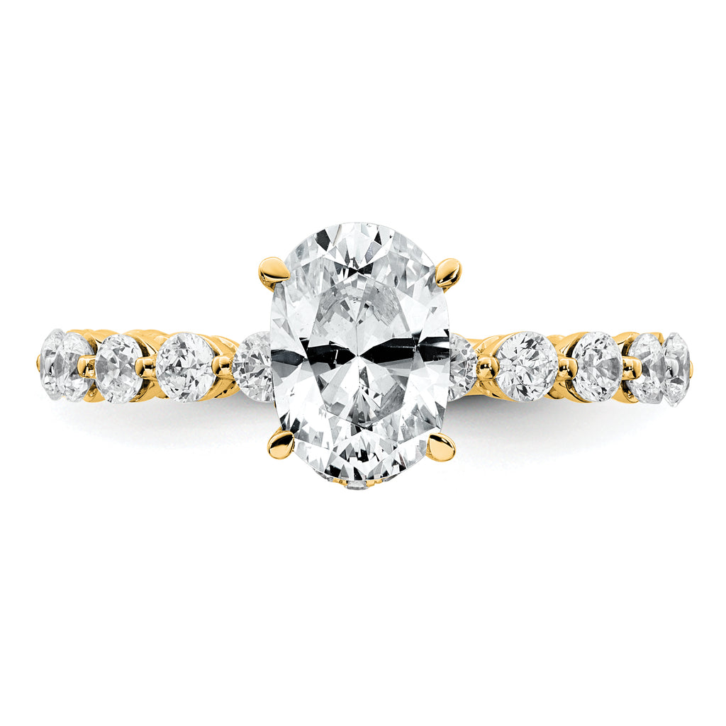 14k 2 5/8 carat Certified Lab Grown Diamond VS+ F+ Oval Complete Engagement Ring