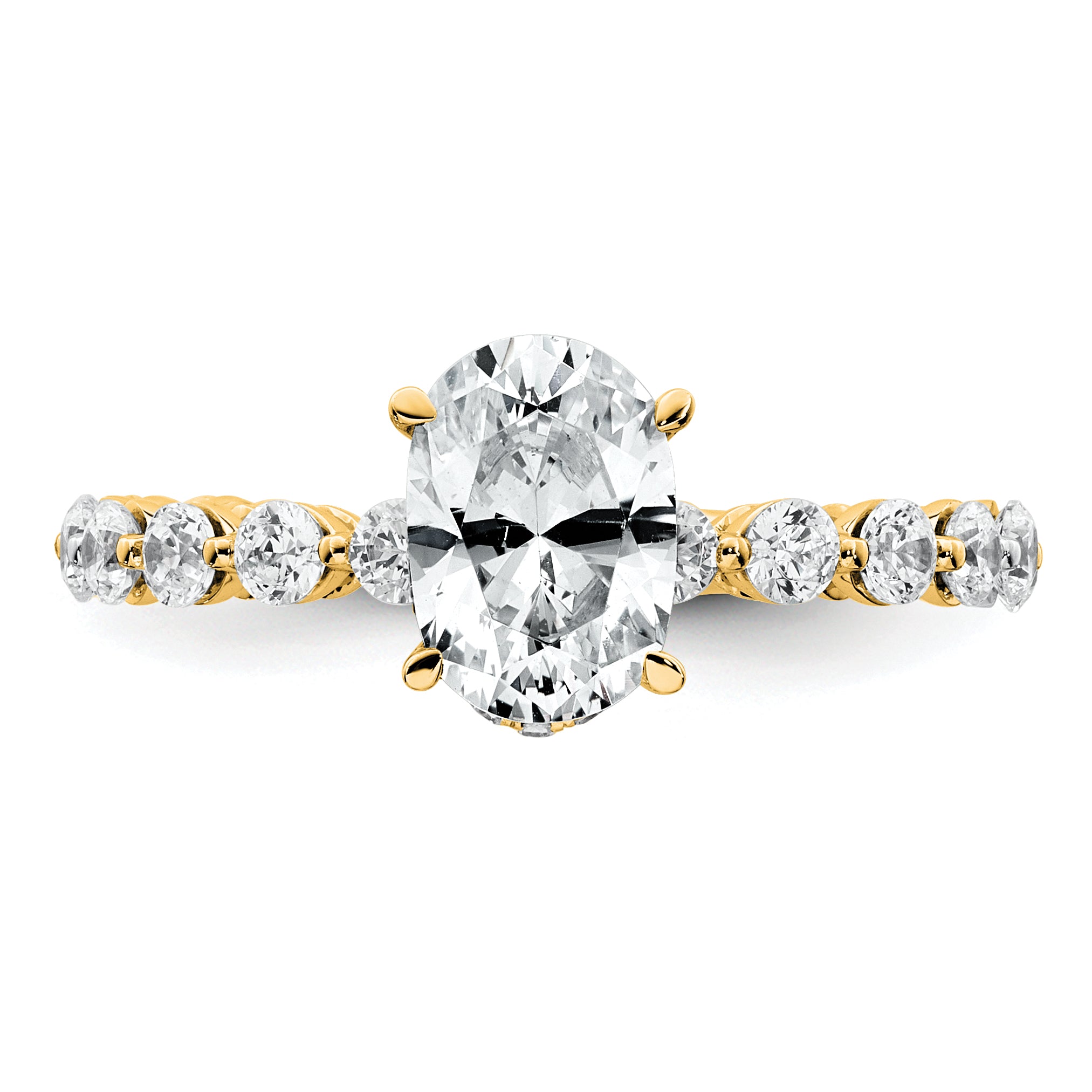 14k 2 5/8 carat Certified Lab Grown Diamond VS+ F+ Oval Complete Engagement Ring