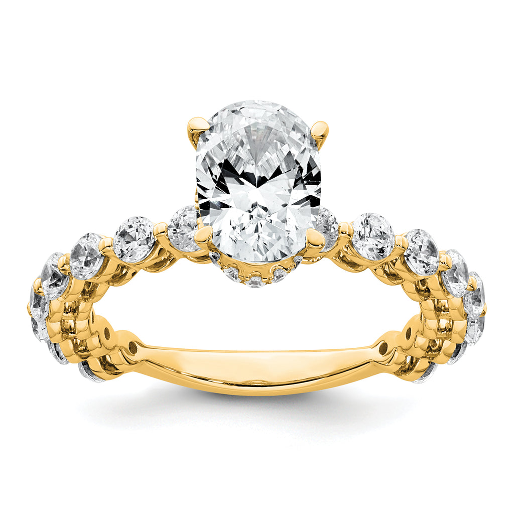 14k 2 5/8 carat Certified Lab Grown Diamond VS+ F+ Oval Complete Engagement Ring
