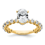 14k 2 5/8 carat Certified Lab Grown Diamond VS+ F+ Oval Complete Engagement Ring