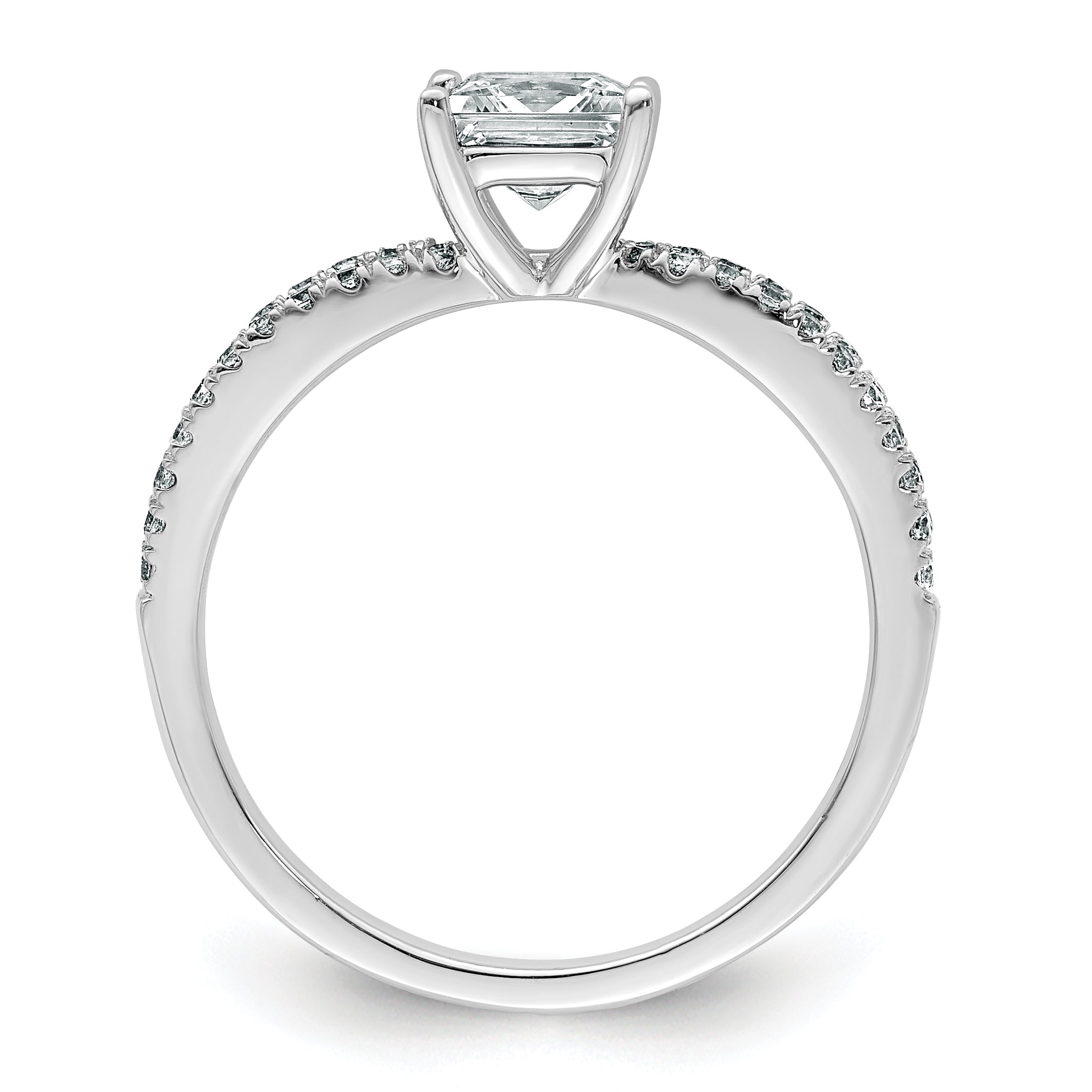 14k White Gold 1 1/4 carat Lab Grown Diamond VS+ F+ Princess Complete Engagement Ring