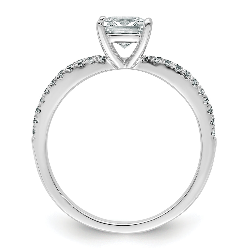 14k White Gold 1 1/4 carat Lab Grown Diamond VS+ F+ Princess Complete Engagement Ring