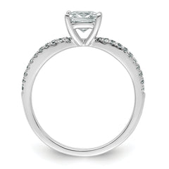 14k White Gold 1 1/4 carat Lab Grown Diamond VS+ F+ Princess Complete Engagement Ring