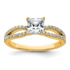 14k 1 1/4 carat Lab Grown Diamond VS+ F+ Princess Complete Engagement Ring