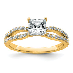 14k 1 1/4 carat Lab Grown Diamond VS+ F+ Princess Complete Engagement Ring
