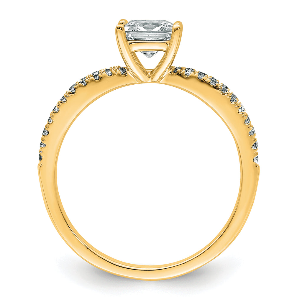 14k 1 1/4 carat Certified Lab Grown Diamond VS+ F+ Princess Complete Engagement Ring