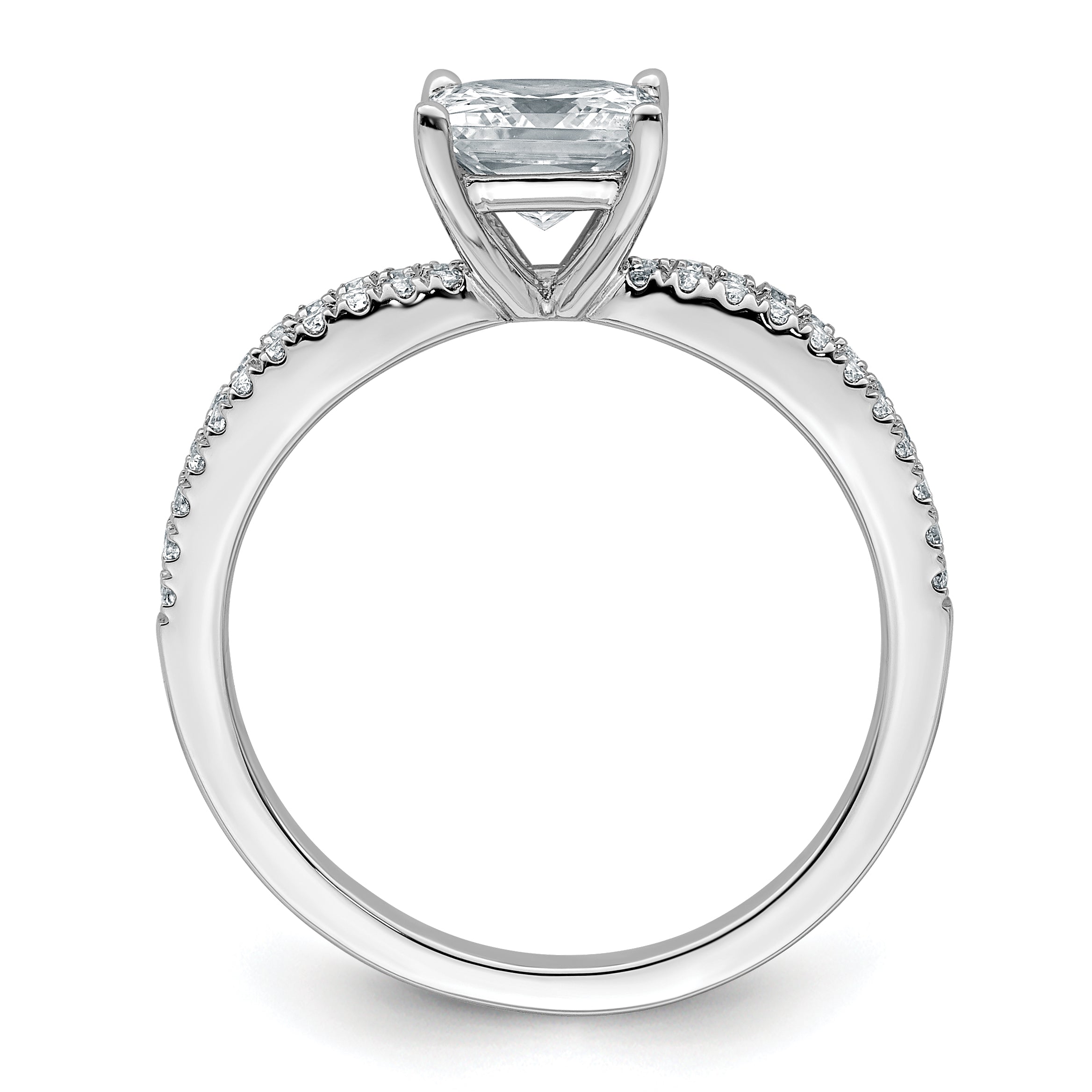 14k White Gold 1 1/2 carat Lab Grown Diamond VS+ F+ Princess Complete Engagement Ring